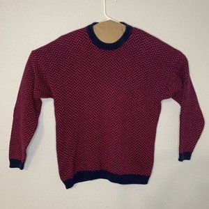 Essential Elements‎ Retro Crewneck Knit Grandpa Sweater Cotton Size L Geometric